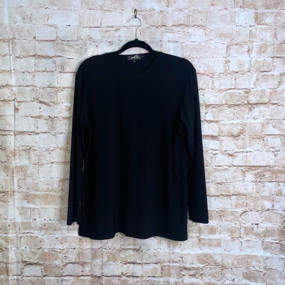 Sympli Black Laglenlook Tunic Top Size 16